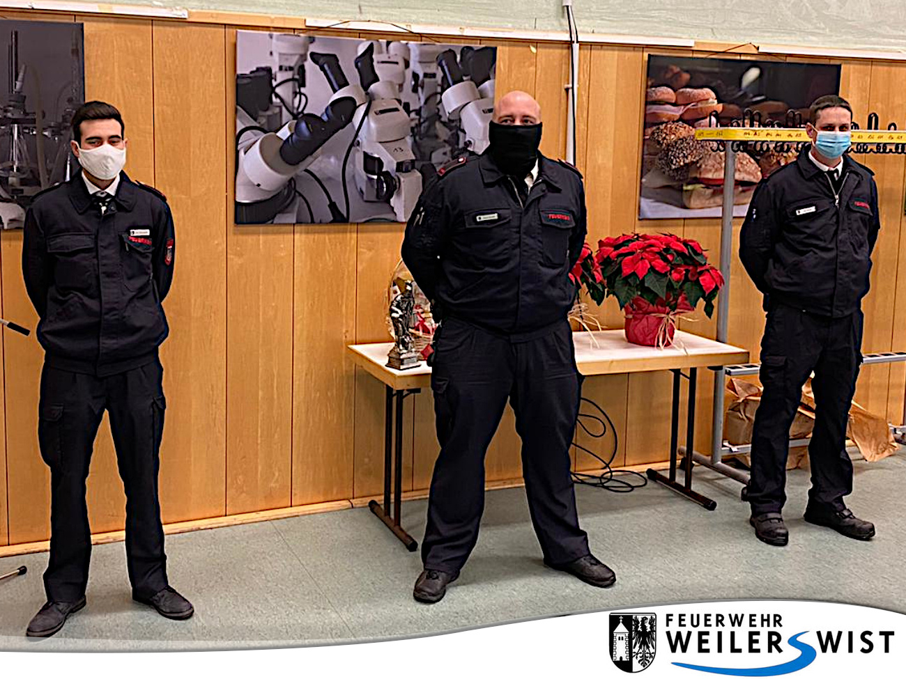 Jens Schumacher, David Diercks und Jan Recht beföderung zu Oberfeuerwehrmännern