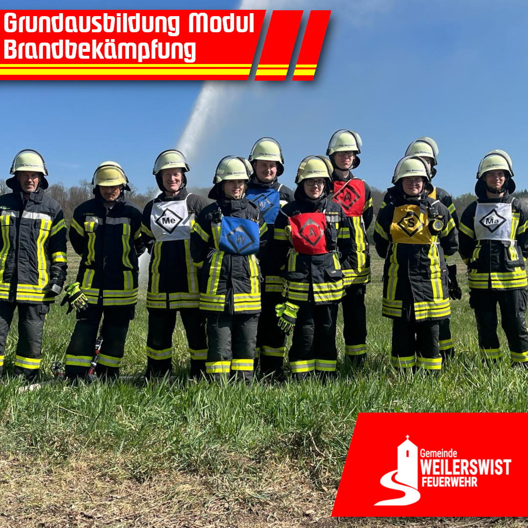 Gruppenbild bei der Brandbekämpfung